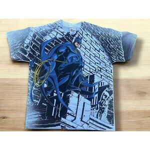 Vintage 1997 DC Comics Batman All Over Print AOP T-Shirt Size Youth L 14/16
